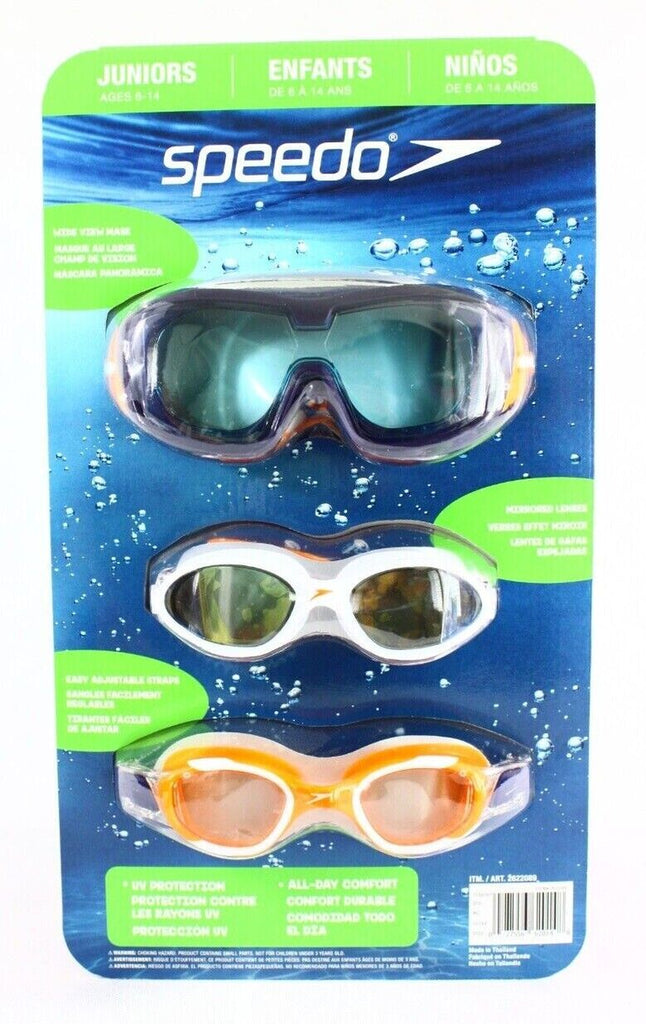 Speedo Professional 3 Pack Swimming Goggles Adult or Juniors Anti-Fog/Uv Protect