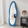 VLUSH Irregular Full Length Mirror, Floor Mirror Hanging & Leaning, 63"X24" Wavy Wall Mirror (Blue)