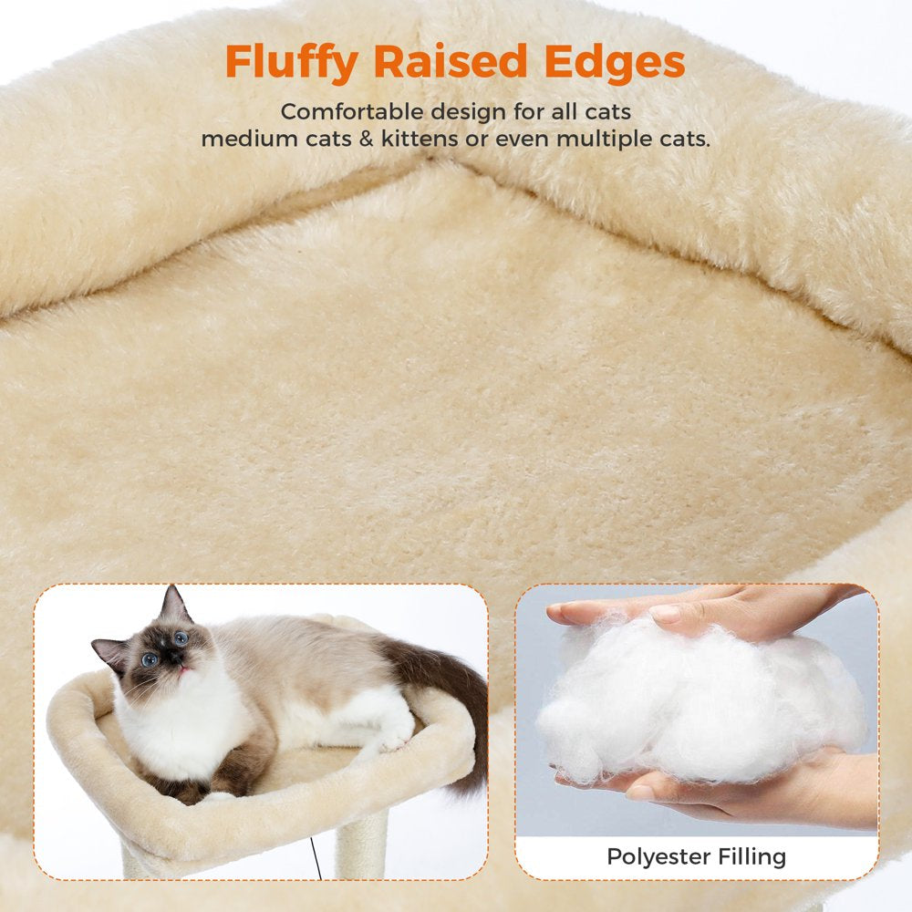 PAWZ Road Cat Tree 27" for Medium Cats Plush Condo and Scratching Posts, Beige