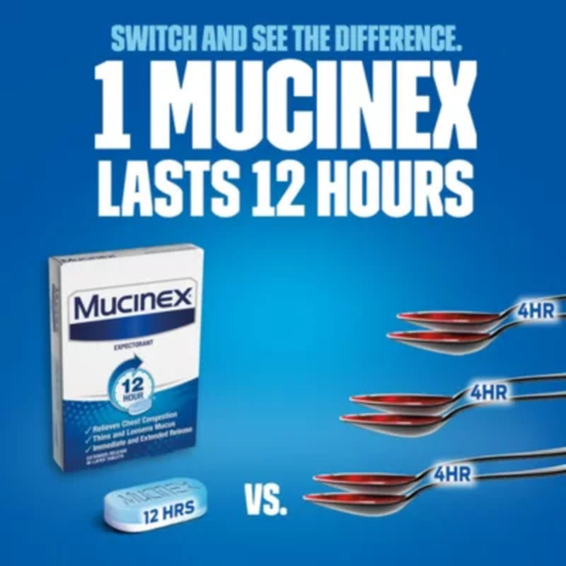 Mucinex 12-Hour 600Mg Chest Congestion & Mucus Relief Tablets (120 Ct.)