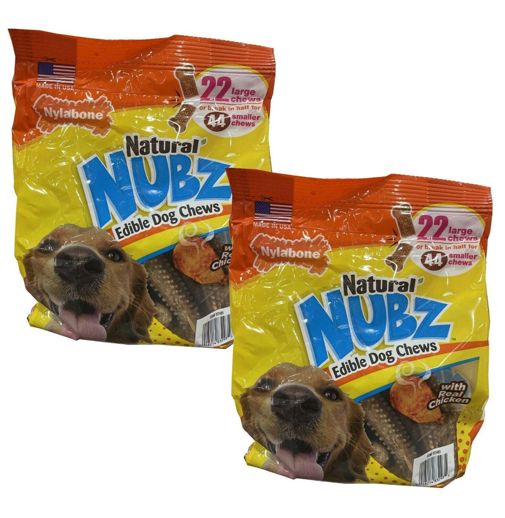 2 Pack 🐶 Nylabone Natural Nubz U921485C Edible Dog Chews, 2.6Lbs - 22 Count 🐶