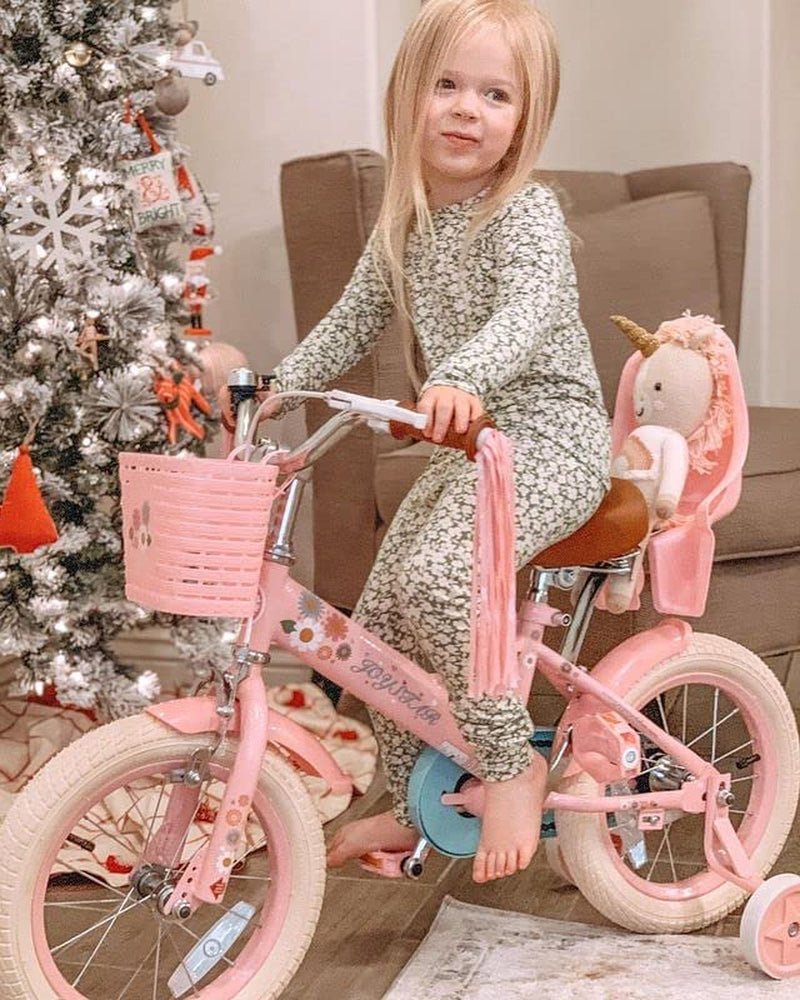 JOYSTAR Little Daisy 12 Inch Kids Bike for 2 3 4 Years Girls with Training Wheels Princess Kids Bicycle with Basket Bike Streamers Toddler Cycle Bikes Pink