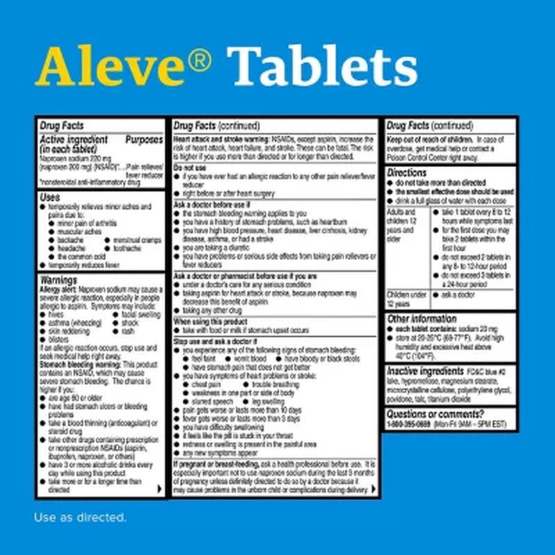 Aleve Naproxen Sodium Pain Reliver Tablets, Soft Grip Arthritis Cap (320 Ct.)