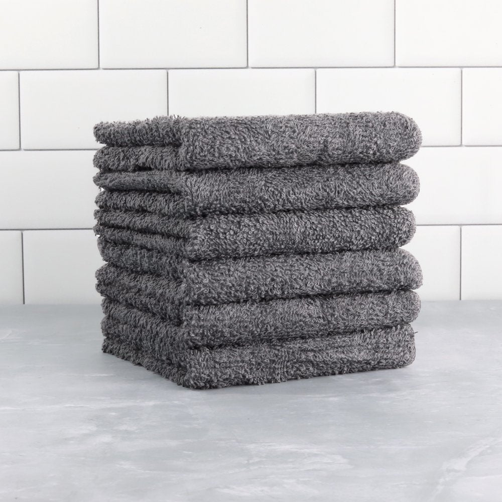 Mainstays Soft & Plush Adult 6-Piece Washcloth Set, Gray