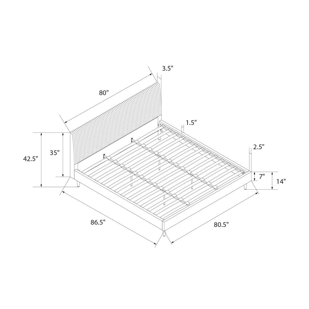 Mr. Kate Daphne Upholstered Bed with Headboard and Modern Platform Frame, King, Dark Gray Linen