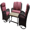 Better Homes & Gardens Ravenbrooke 4-Piece Outdoor Wicker Swivel Chair Conversation Set, Red