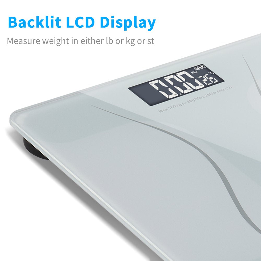 Ktaxon Bathroom Weight Scale, Highly Accurate Digital Bathroom Body Scale, Measures Weight up to 180Kg/396 Lbs., White