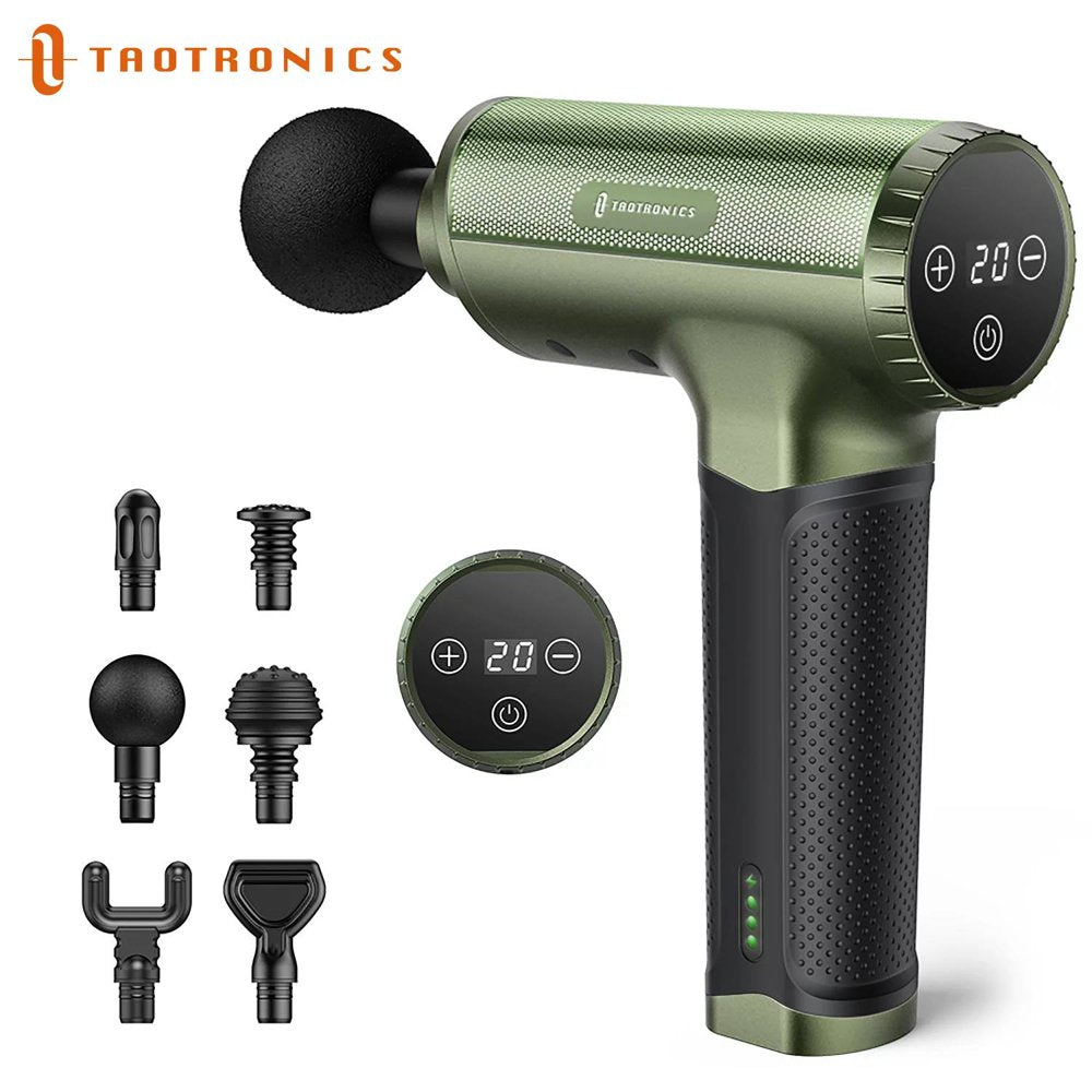 Taotronics Massage Gun, Percussion Muscle Massager Handheld Cordless Back and Foot Massager (Green)