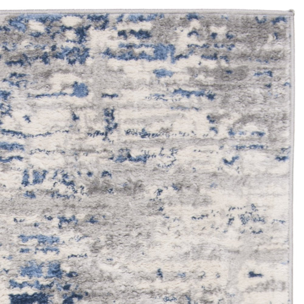 SAFAVIEH Jasper Brandt Abstract Overdyed Runner Rug, Ivory/Blue, 2' X 8'