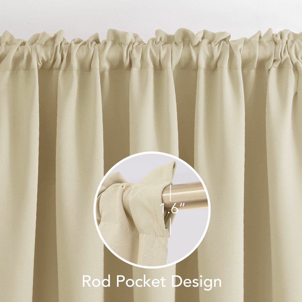 Deconovo Rod Pocket Blackout Curtains Thermal Insulated Curtains Room Darkening Curtains for Living Room Beige 42W X 54L Inch 2 Panels