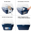 Petfamily Extra Large Cat Litter Box, Color Navy Blue, Jumbo Hooded, 21.60 X 17.80 X 17.30 In