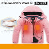 Skieer Women'S Waterproof Ski Jacket Windproof Rain Jacket Winter Warm Hooded Coat Pink X-Large