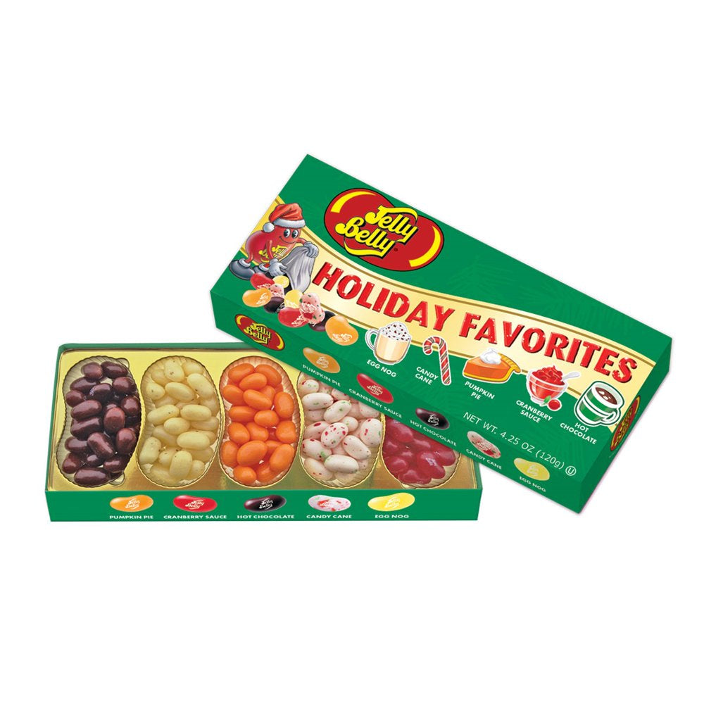 Jelly Belly Holiday Favorites Five Flavor Gift Box - 4.25 Ounces of Jelly Beans in 5 Holiday Flavors