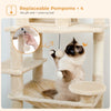 PAWZ Road 73" Cat Tree for Large Cats Multi Level Tall Cat Tower Condo with 7 Scratching Posts,Beige