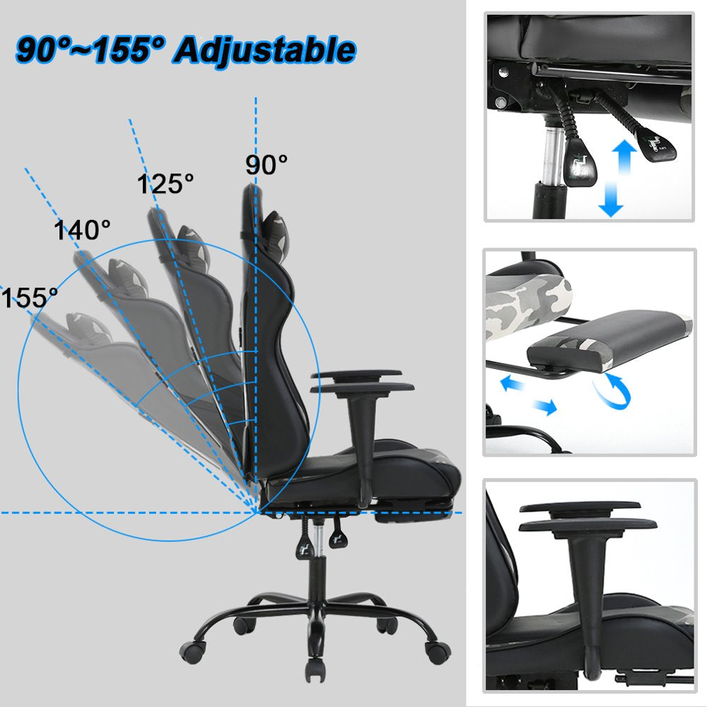 Ergonomic Office Chair PC Gaming Chair Cheap Desk Chair PU Leather Executive Rolling Swivel Chair Computer Lumbar Support for Women, Men