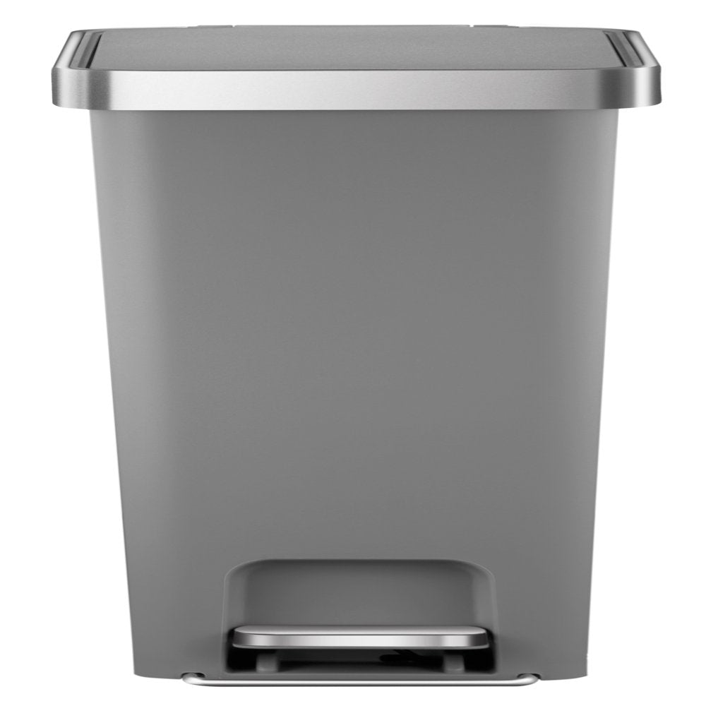 Better Homes & Gardens 10.5 Gallon Trash Can, Plastic Slim Step on Kitchen Trash Can, Gray