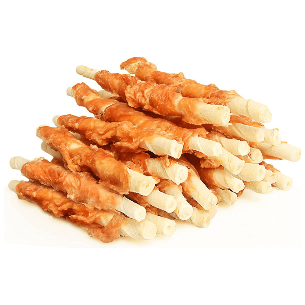 ASMPET Chicken Flavor Natural Chew, Long-Lasting, Chicken Wrapped Rawhide Stick & Dental Treat for Dog, 10.6 Oz.