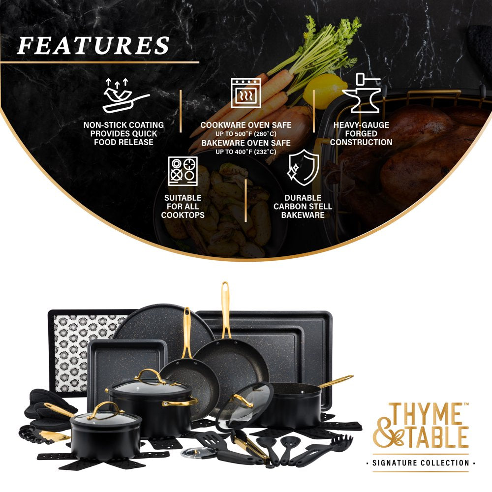 Thyme & Table 32-Piece Cookware & Bakeware Nonstick Set, Black 