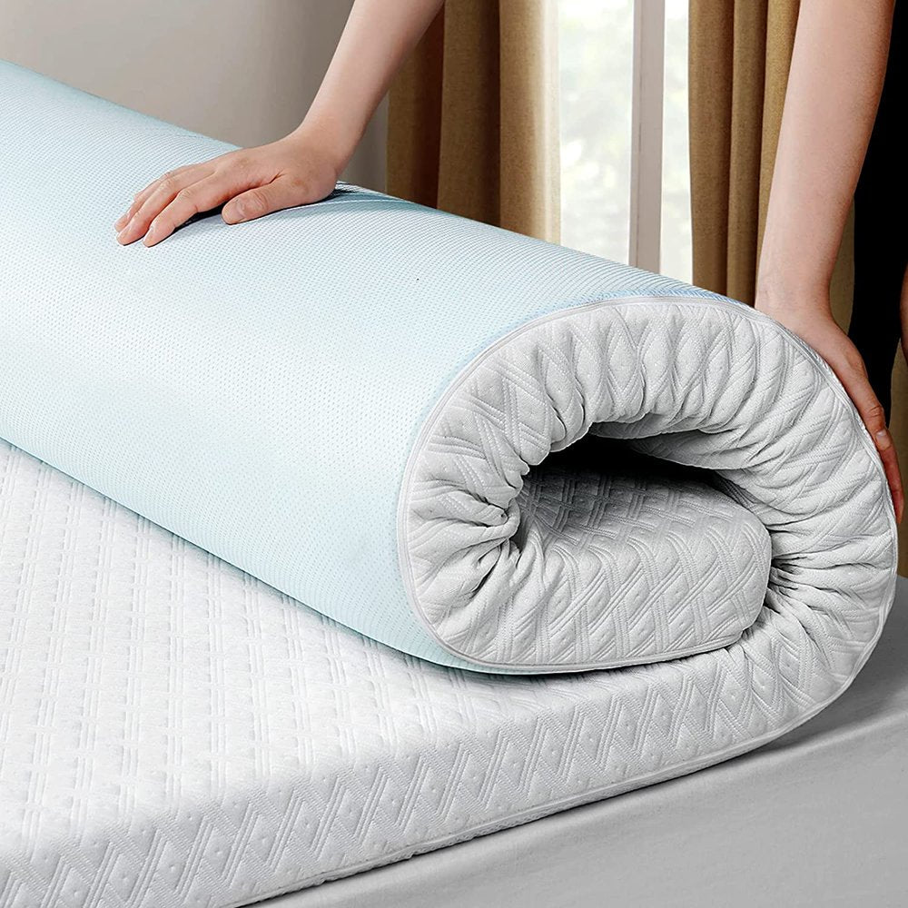 3 Inch Cool Gel Memory Foam Mattress Topper Queen Size Bed,Removable Soft Cover, Comfort Body Support & Pressure Relief,10 Year Warranty