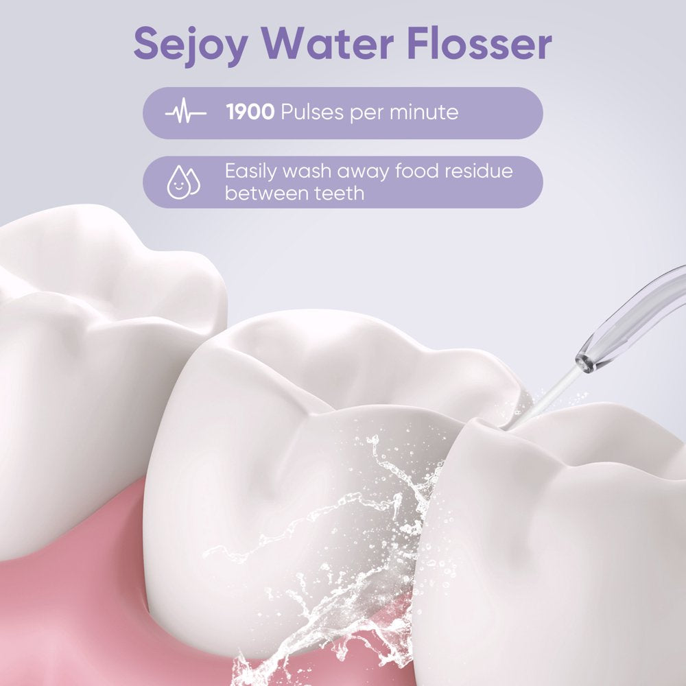 Sejoy Cordless Water Flosser, Rechargeable Portable Oral Irrigator Teeth Cleaner, Purple