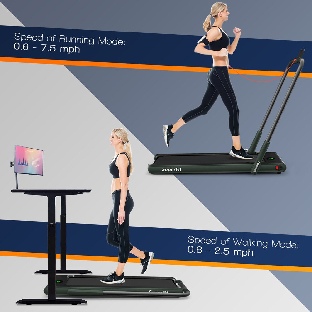 SuperFit Up To 7.5MPH 2.25HP 2 in 1 Single Display Screen Folding Treadmill  W/ APP Control Speaker Remote Control Blue 