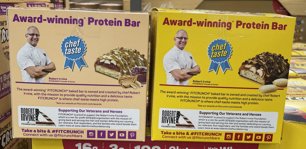 2 PACKS FITCRUNCH Snack Size Protein Bars by Robert Irvine, 2 Flavors Packs