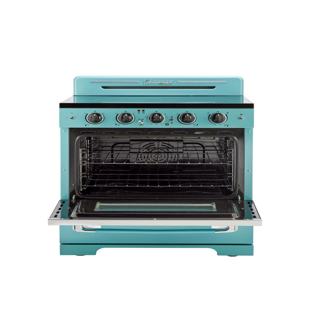 Unique Classic Retro 30" 3.9 Cu/Ft Freestanding 5-Element Electric Range with Convection Oven in Ocean Mist Turquoise