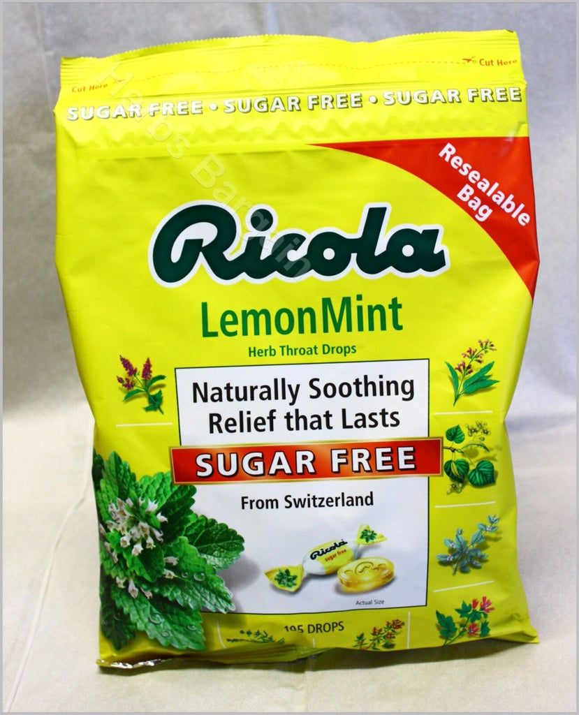 Ricola Lemon Mint Herb Throat Drops Sugar Free 105Ct Resealable Free Shipping