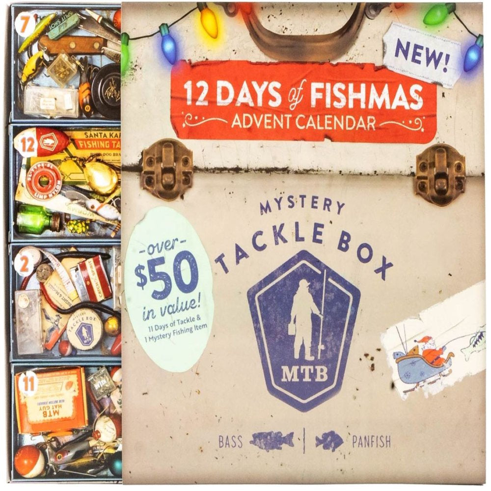 Mystery Tackle Box 12 Days of Fishmas Non-Lead Holiday Advent Calendar 2023 Freshwater Fishing Lures