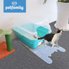 Petfamily Extra Large Cat Litter Box, Color Teal, Jumbo Hooded, 21.60 X 17.80 X 17.30 In