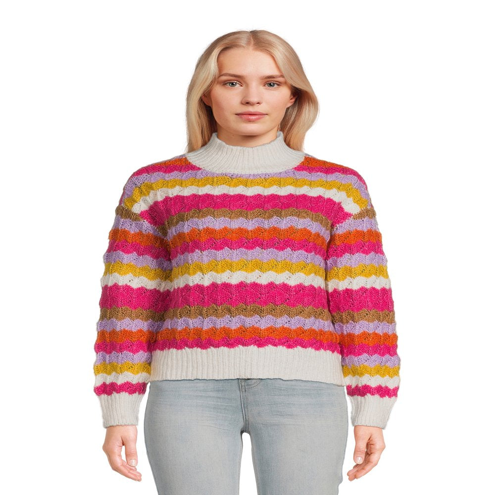 99 Jane Street Women'S Mock Neck Pullover Sweater with Long Sleeves, Midweight, Sizes XS-XXXL