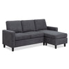 Walsunny Convertible Sectional Sofa Couch, L-Shaped Couch with Modern Linen Fabric for Small Space(Dark Gray)