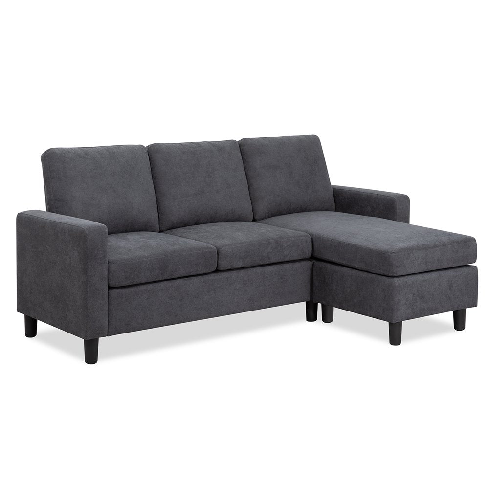 Walsunny Convertible Sectional Sofa Couch, L-Shaped Couch with Modern Linen Fabric for Small Space(Dark Gray)