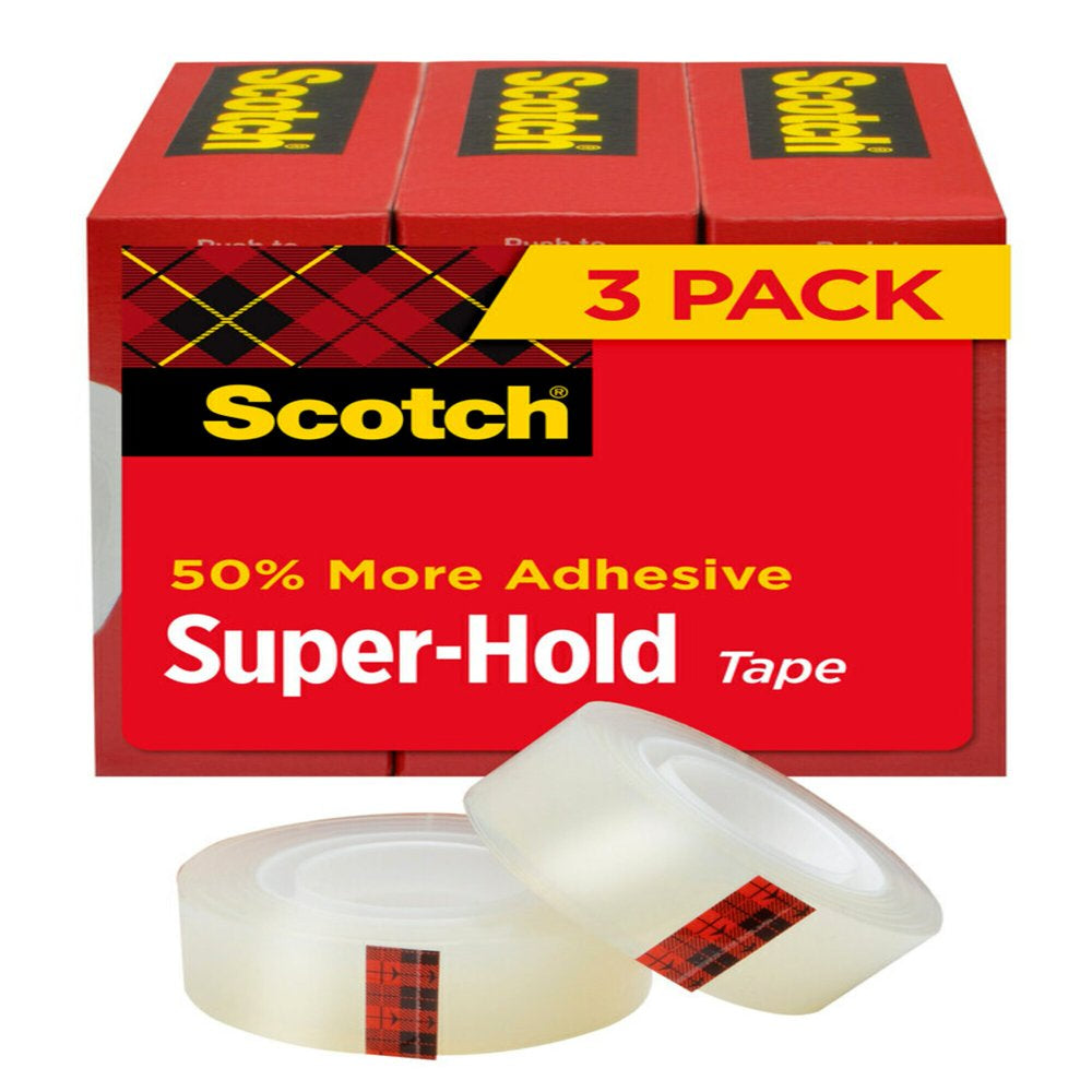 Scotch Super Hold Tape, 3/4 in X 800 in per Roll, 3 Rolls