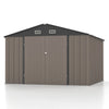 Patiowell Size Upgrade 10 X 10 Ft Outdoor Storage Metal Shed with Sloping Roof and Double Lockable Door, Brown