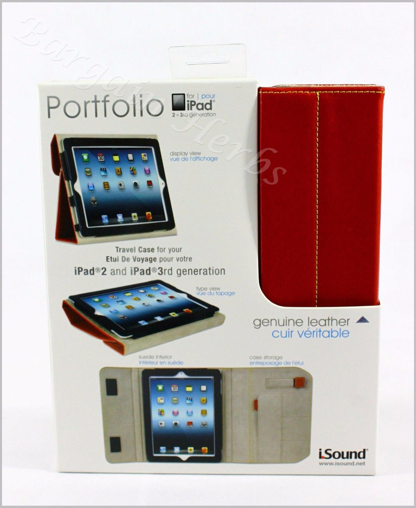 Isound New Genuine Leather Ipad And/Or Ipad Keyboard Portfolio Free Shipping Red