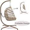 Nicesoul Rattan Swing Egg Chair Hanging Chair with Stand Beige 350 Lbs Capacity Metal Frame