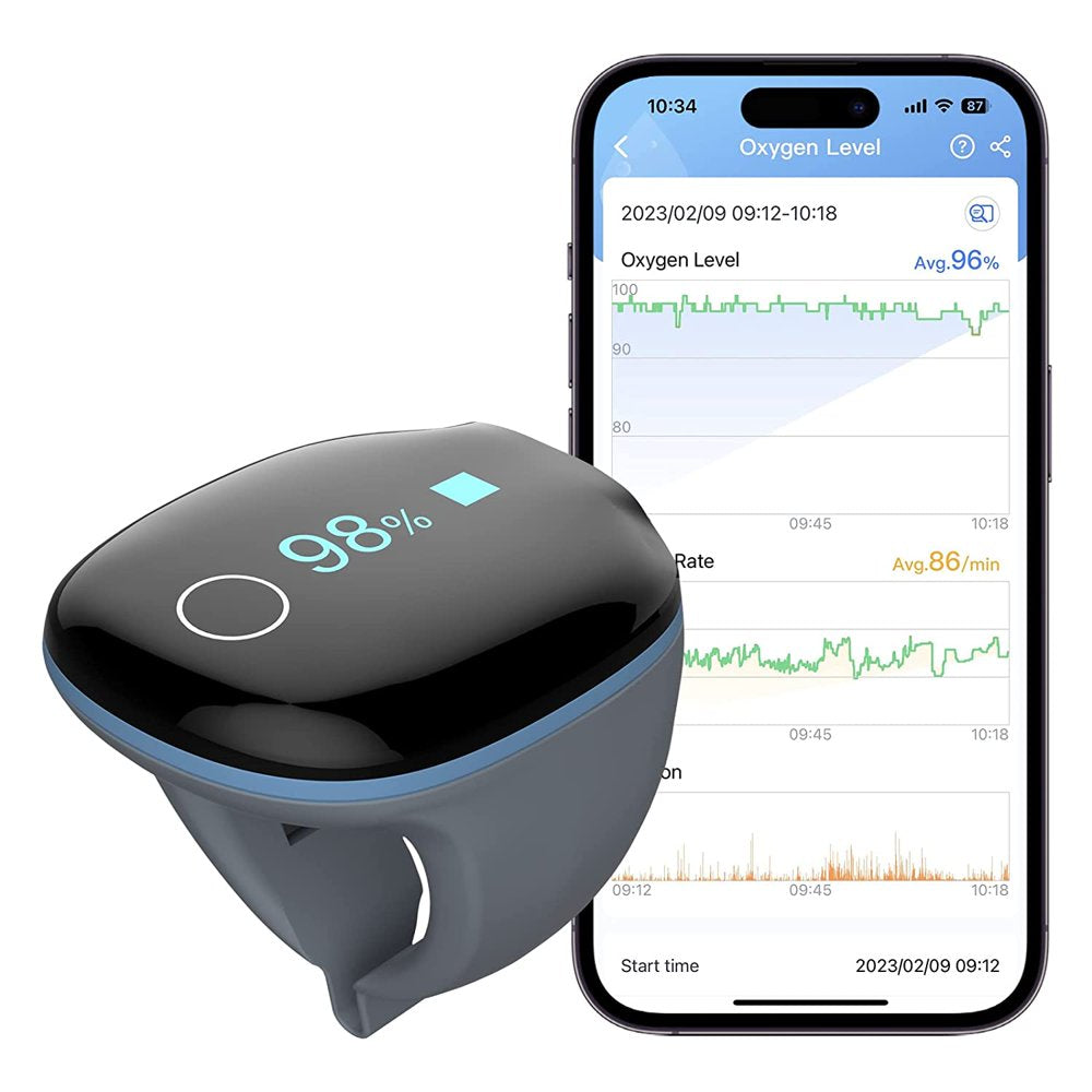 Wellue O2Ring Finger Oxygen Monitor,Wearable Pulse Oximeter for Heart Rate and Sleep Health Tracking