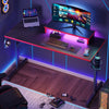 Bestier 42" Gaming Desk PC Computer Office Table Desk with LED Lights & Monitor Stand & Headphone Hook in Carbon Fiber Red