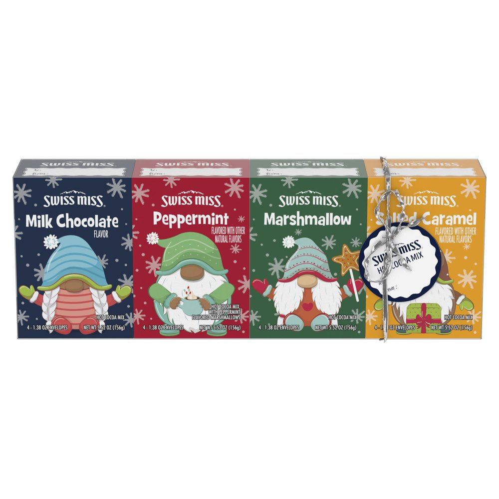 Swiss Miss Holiday Gnomes Assorted Flavor Hot Cocoa Gift Pack, 5.52 Oz, 4 Count Cartons