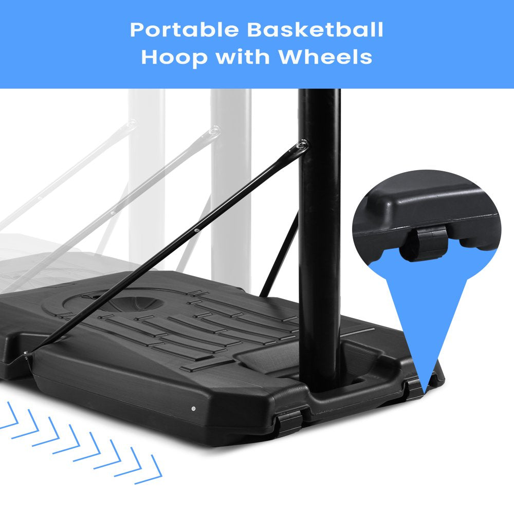 Portable Basketball Hoop Goal Basketball Hoop System Height Adjustable 7 Ft. 6 In. - 10 Ft. with 44 Inch Indoor Outdoor PVC Backboard Material