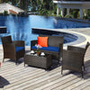 Costway 8PCS Rattan Patio Furniture Set Cushioned Sofa Chair Coffee Table Navy