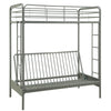 DHP Sammie Twin over Futon Metal Bunk Bed, Silver