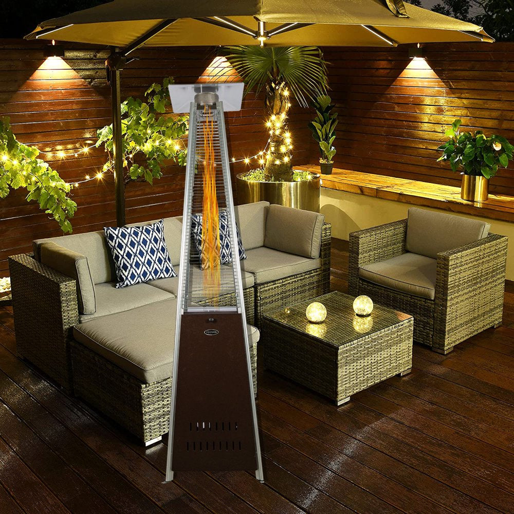 Pyramid Patio Propane Heater, Outdoor Propane Heater with Detachable Table, 48,000 Btu Patio Heater Gift Waterproof Cover ,Quartz Glass Tube Propane Heater(Hammered Bronze)