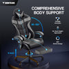 Soontrans Gaming Chair with Footrest and Ergonomic Massage Lumbar Pillow PU Leather Office Chair, Gray