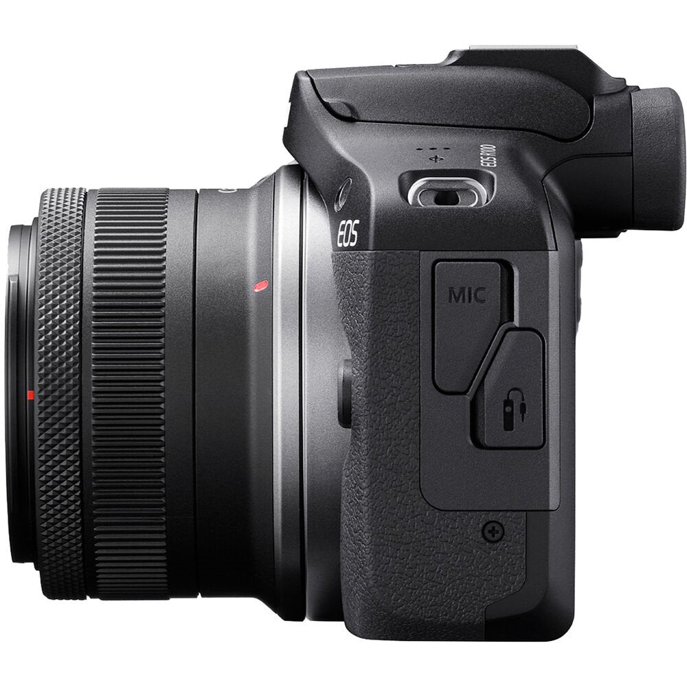 Canon EOS R100 - Mirrorless Camera - 24.1 MP - APS-C - 4K / 29.97 Fps - 2.5X Optical Zoom RF-S 18-45Mm F4.5-6.3 IS STM Lens - Wi-Fi, Bluetooth - Black