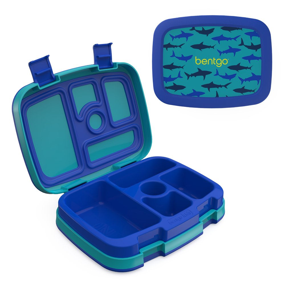 Bentgo Leak-Proof 5-Compartment Lunch Box, Kids Prints, Shark