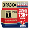 Mobil 1 High Mileage Full Synthetic Motor Oil 10W-30, 5 Qt (3 Pack)