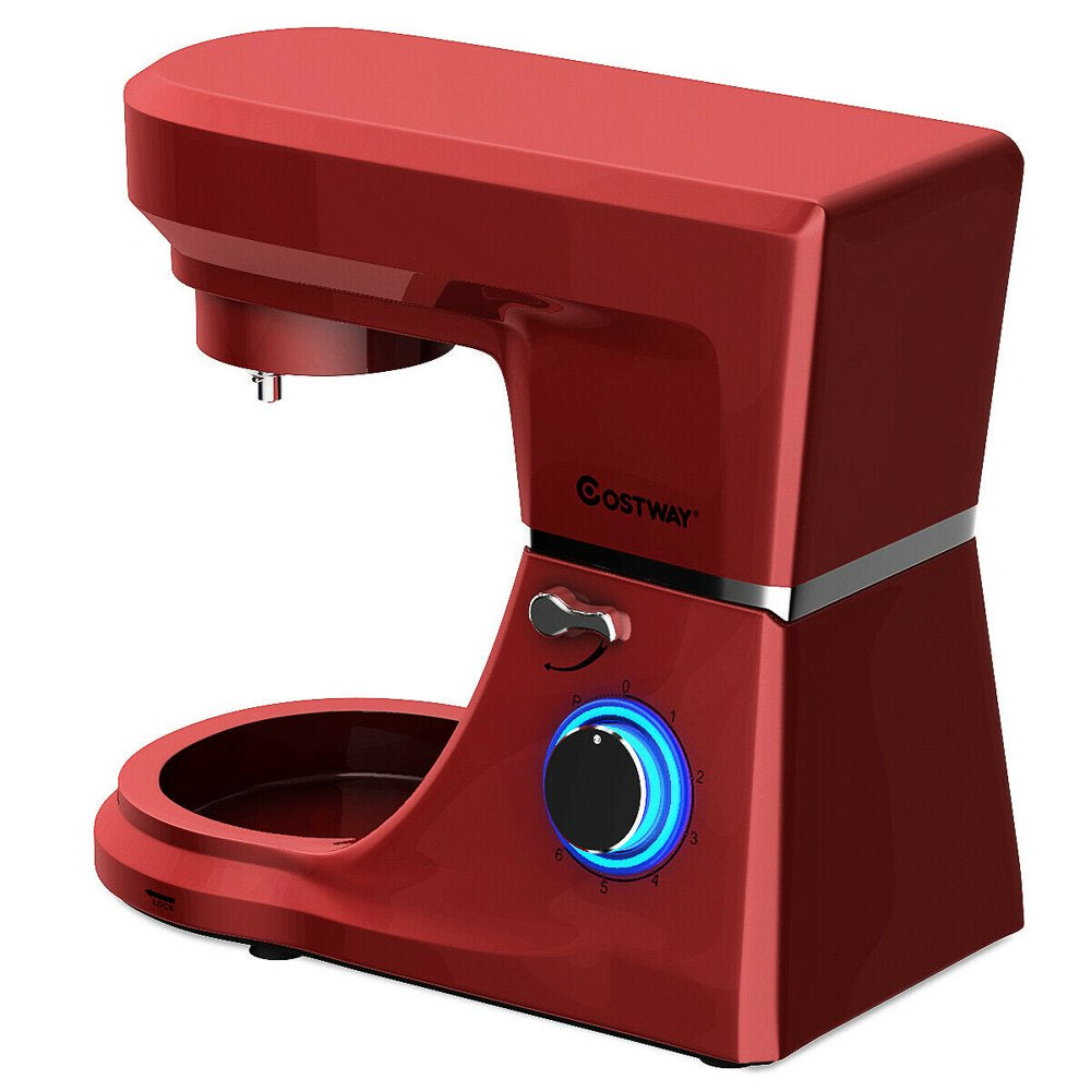 Costway Tilt-Head Stand Mixer 7.5 Qt 6 Speed 660W with Dough Hook, Whisk & Beater Red