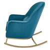 Modrn Glam Velvet Rocking Chair with Lumbar Pillow, Teal/Satin Brass